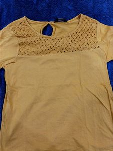 Mustard Yellow Eyelet Detail Top