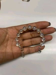 Handmade Clear Bead &amp; Silver Wire Bracelet