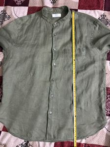 Men's Olive Green Linen Shirt
