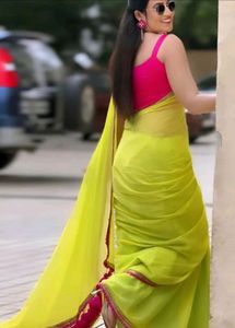 Elegant Yellow Saree with Red Border