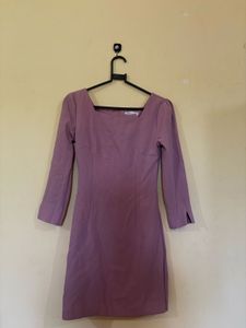 Purple Square Neck Mini Dress