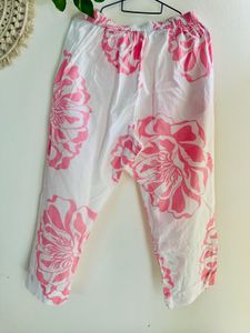 Cherry blossom pink Floral Printed suit pant set