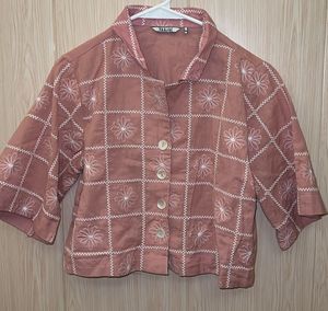 Chic Embroidered Square Patterned Blouse