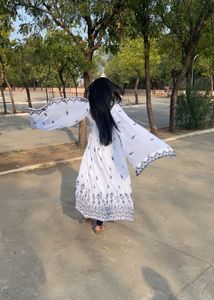 White Kurta with Black Embroidery and dupatta
