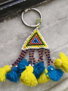 Boho Beaded Tassel Keychain &amp; Wooden