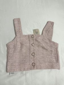 NWT Mango Pink Tweed Crop Top