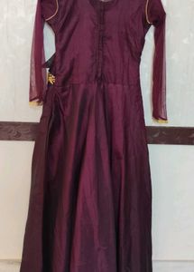 Elegant Maroon Embroidered Anarkali Gown