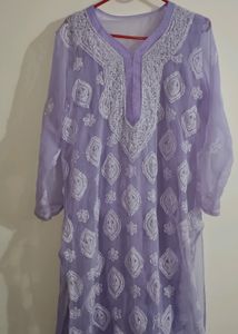 Lavender Chikankari Kurta,         Size- XXL