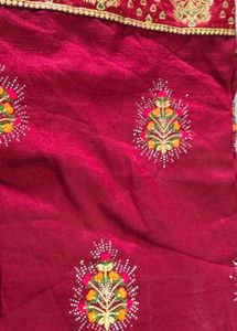 Maroon Embroidered Silk Saree