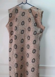 Unused Beige Short Kurti with Embellished Neckline
