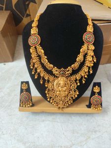 Exquisite Gold Plated Temple Jewellery Set