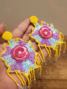 Boho Floral Beaded Statement Earrings