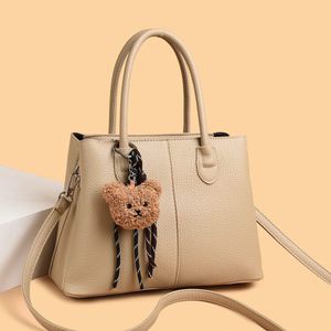 Chic Black Tote Bag with Bear Charm