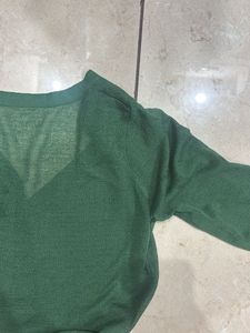 Green V-Neck Cardigan