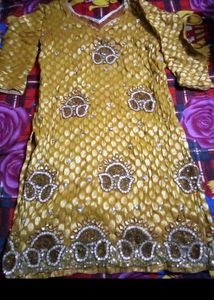 Embellished Mustard Yellow Kurta payjama