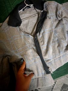 Grey Checked Bomber Jacket