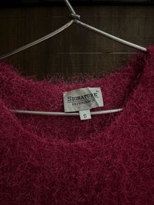 Fuzzy Pink Embellished Sweater