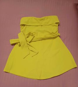 Yellow Off-Shoulder Strapless Dress