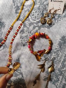 Boho Beaded Necklace, Bracelet, set