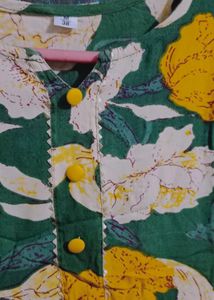 M size Green Floral Kurta Set with Dupatta