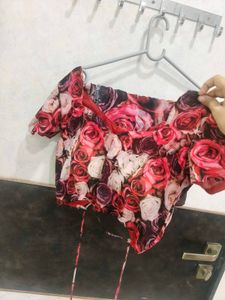 rose flower saree with designer blouse