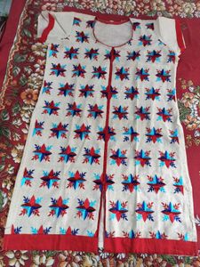 Embroidered Katha Stich Pure cotton Kurta❤️💙