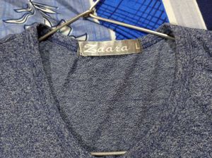 Blue V-Neck Marled T-Shirt