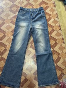Flared Blue Denim Jeans
