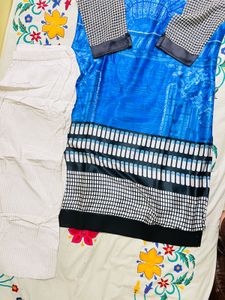 Vibrant Blue Printed Kurta with Trousers