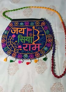 Boho Embroidered Jai Siya Ram Sling Bag