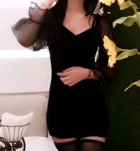 Chic Black Sheer Sleeve Dress