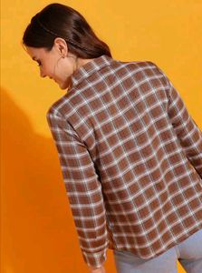 Women regular fit collared plaid Shirt | S size
