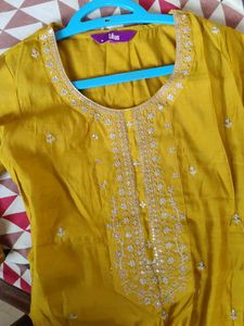 Libas Mustard Yellow Embroidered Kurta Set