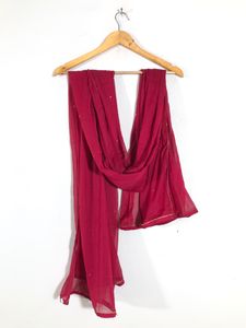 Dark Pink Embroidered Over Coat with Dupatta