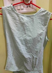 Cute Cowl Neck Sleeveless Ruched Metallic top