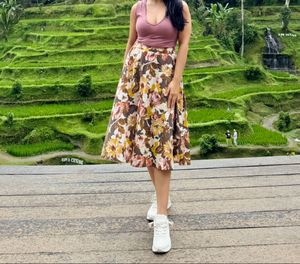 Floral A line Midi Skirt