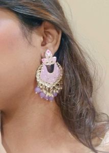 Pretty Lavender Jhumka Earrings