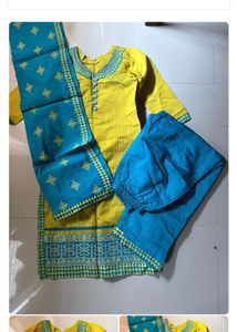 Yellow &amp; Blue Ethnic Kurta Set