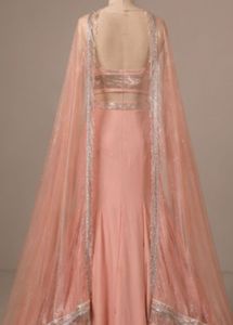 Stunning Peach Ethnic Gown with Cape