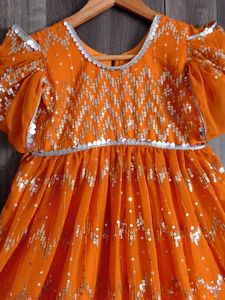 wedding Sequin Orange gown 5 to7 age with matching