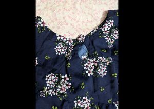 Navy Floral Print Midi Dress