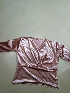Velvet Wrap Long Sleeve Top