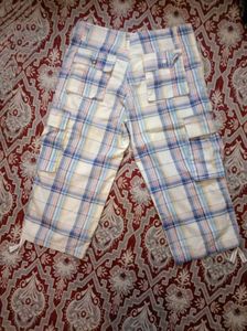 Men's Cargo Capri | Check Print | Cotton Ble