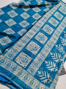 Blue Printed Saree with blouse