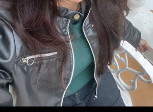 Black Cropped Faux Leather Jacket