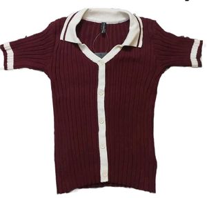 Maroon Ribbed Knit Top