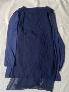 Navy Blue Sheer Overlay Kurta