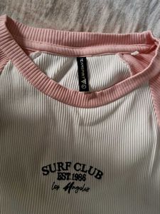 Surf Club White &amp; Pink Graphic Tee