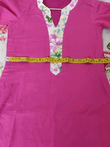 New unused Pink Kurta with Floral Neckline