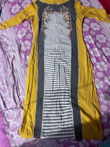 yellow long kurti for women